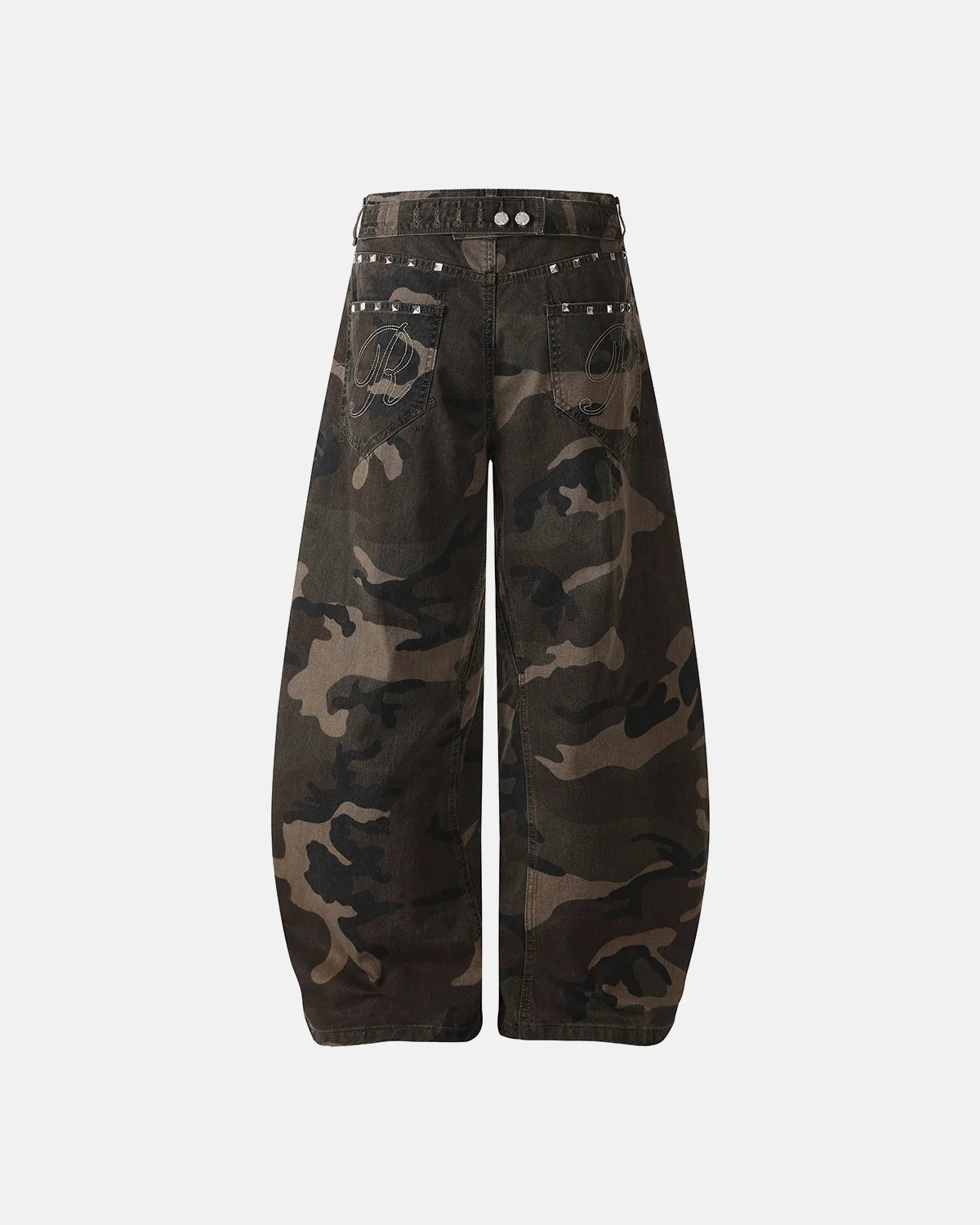Studded Camo Barrel Jeans | Inflation Streetwear