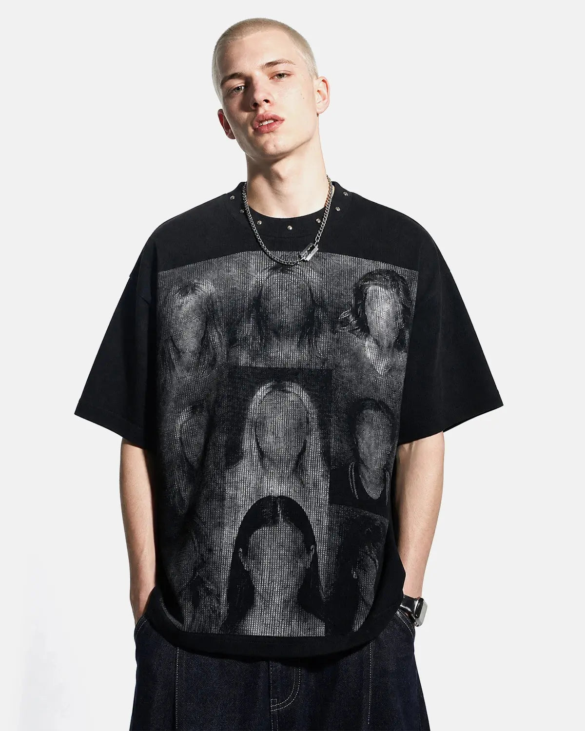 Portrait Graphic Waffle Boxy T-Shirt | Inflation Streetwear