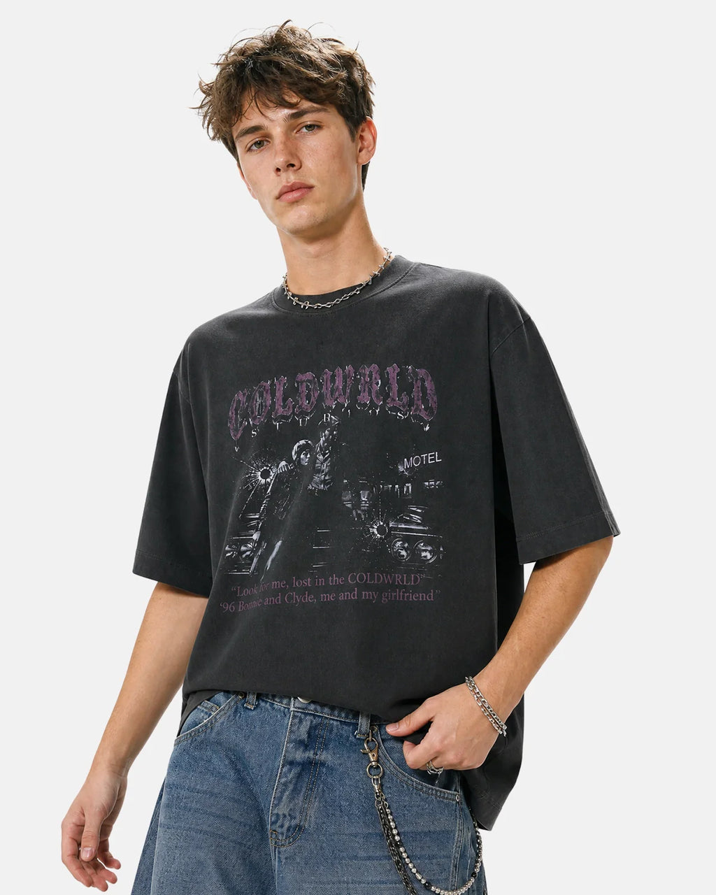 Black Washed Gothic Graphic T-Shirt | Inflation Streetwear