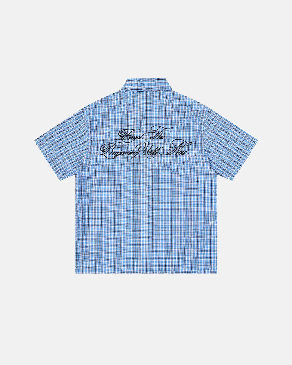 Plaid Script Embroidered Short-Sleeve Shirt | Inflation Streetwear