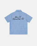 Plaid Script Embroidered Short-Sleeve Shirt | Inflation Streetwear