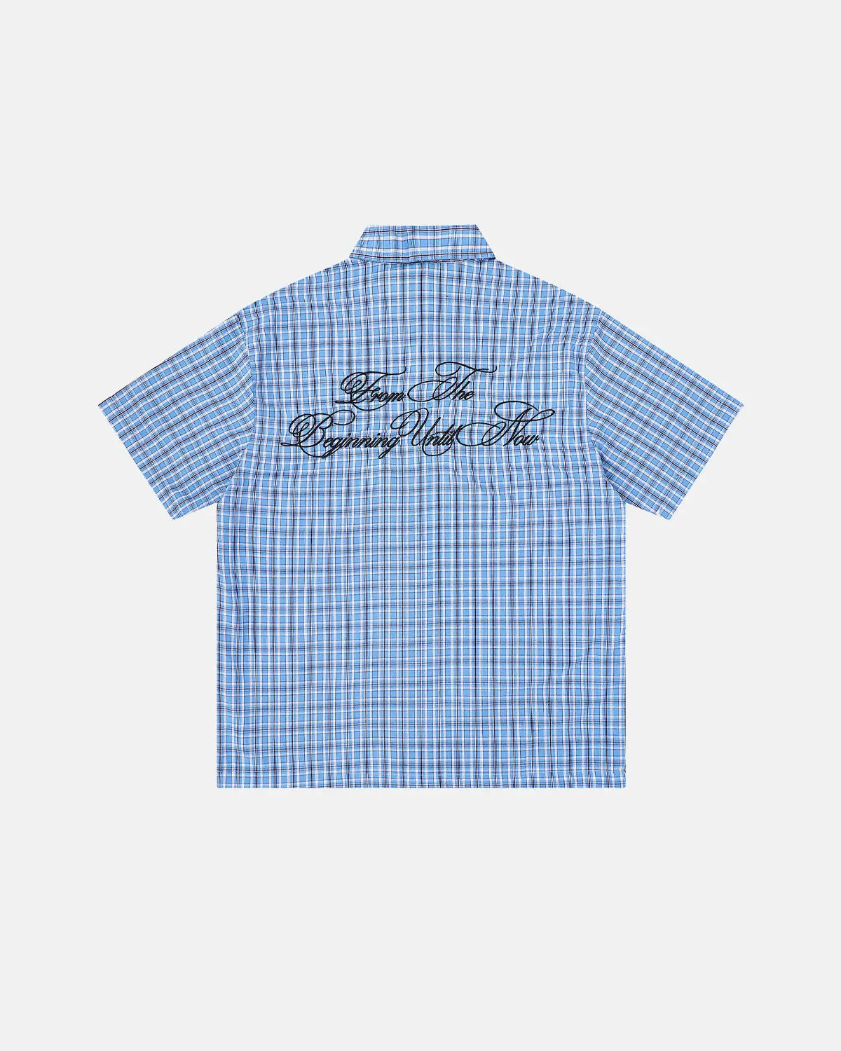 Plaid Script Embroidered Short-Sleeve Shirt | Inflation Streetwear