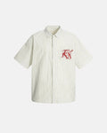 Striped Embroidered Short-Sleeve Shirt | Inflation Streetwear