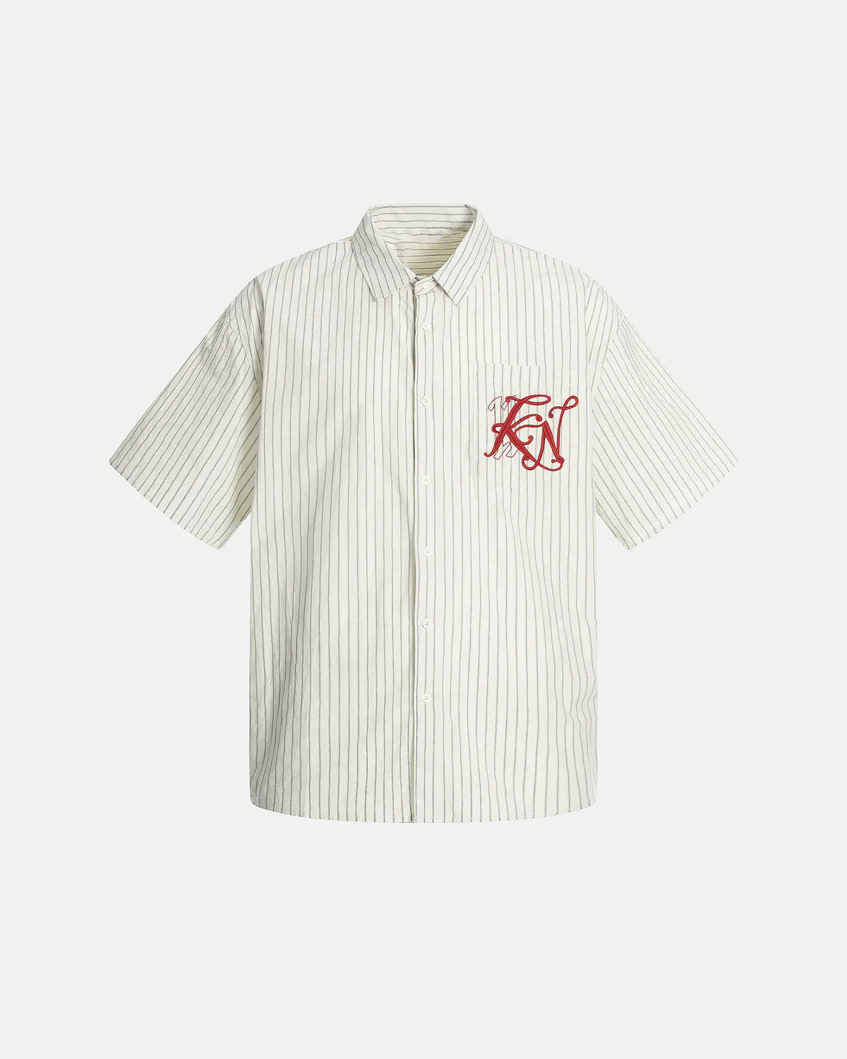Striped Embroidered Short-Sleeve Shirt | Inflation Streetwear