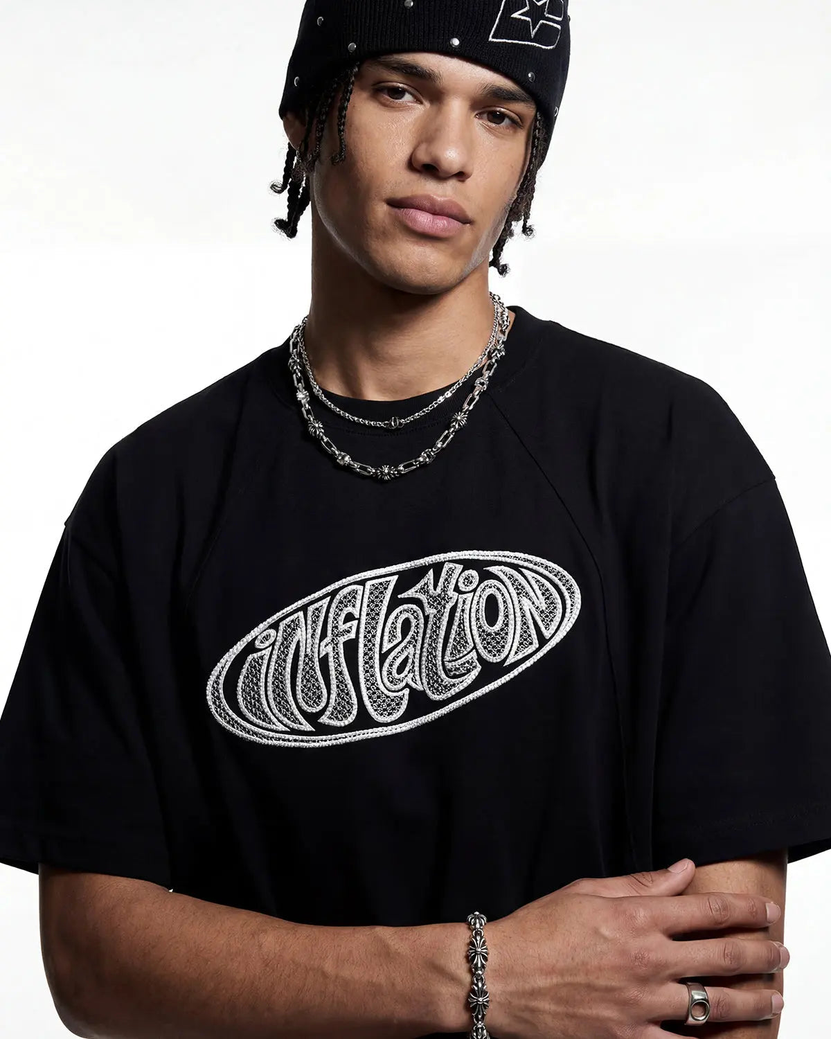 Hollow Embroidered Graphic T-Shirt | Inflation Streetwear