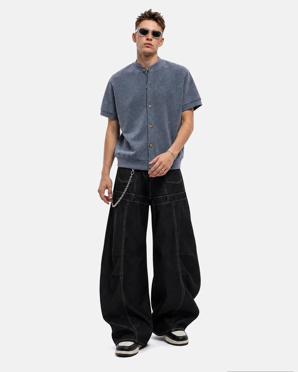 Contrast Stitch Baggy Barrel  Jeans | Inflation Streetwear