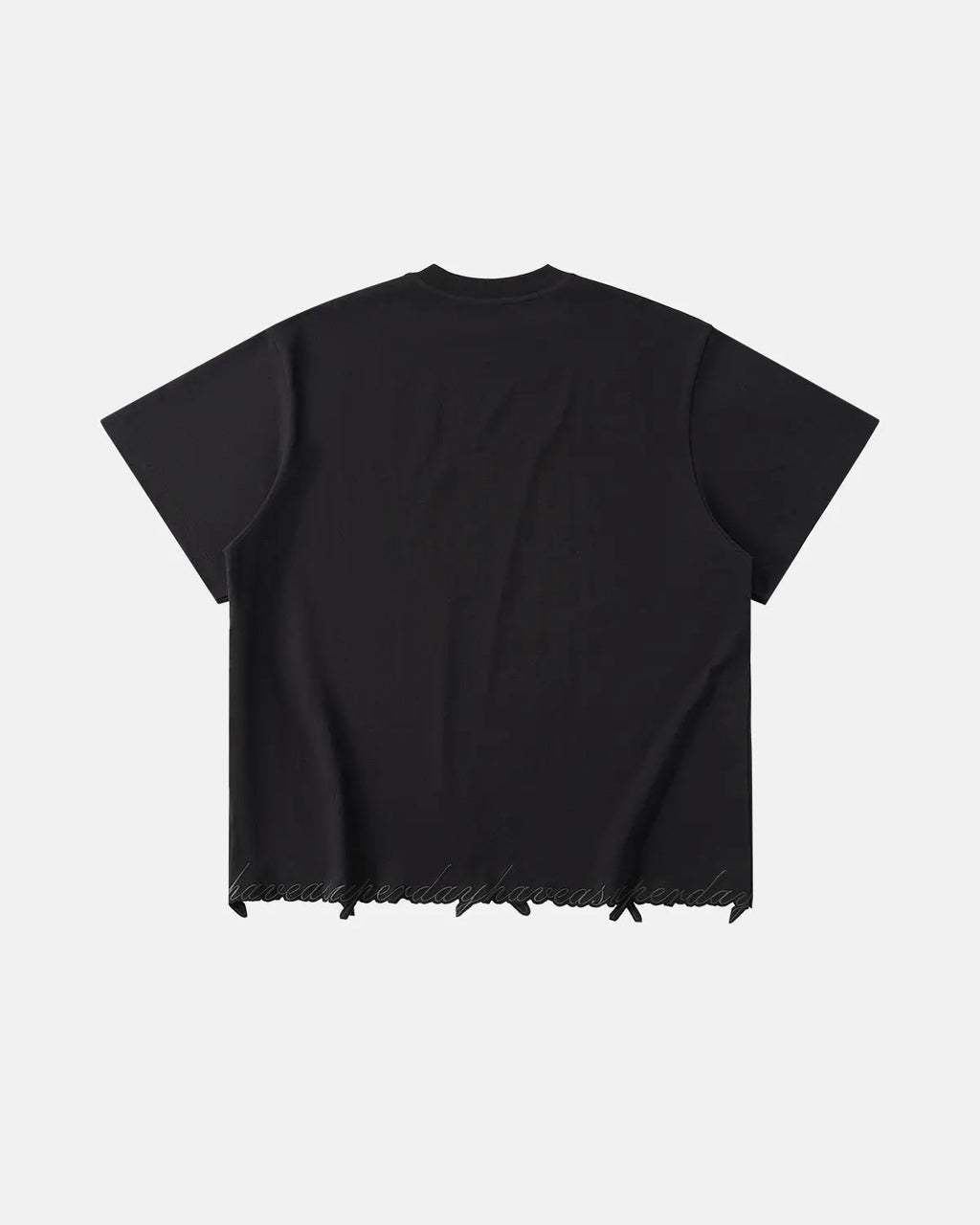 Embroidered Frayed Hem Oversized T-Shirt | Inflation Streetwear