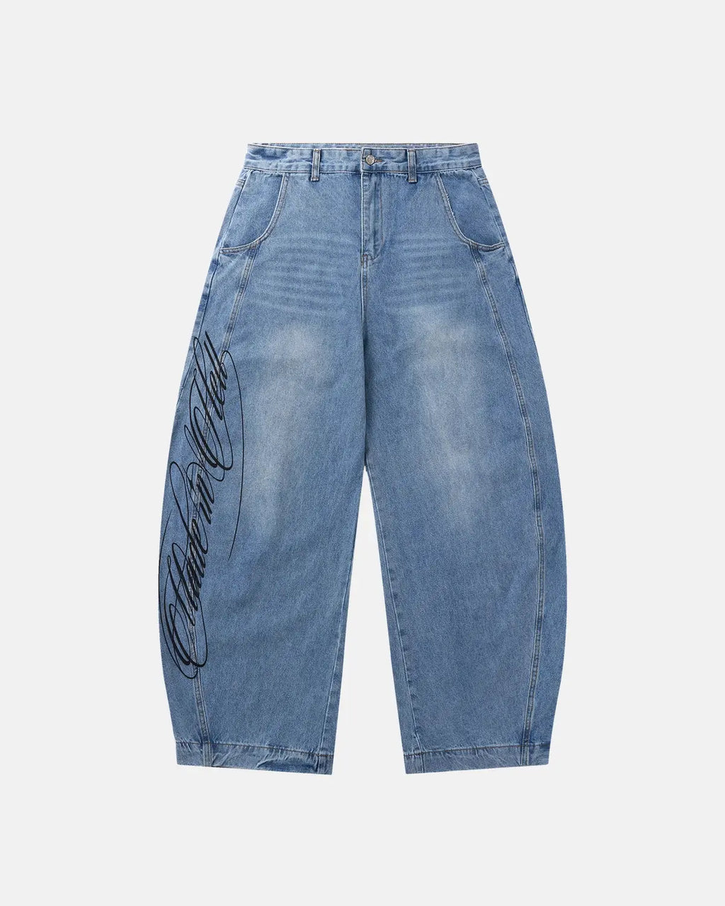 Script Graphic Barrel Jeans | Inflation Streetwear