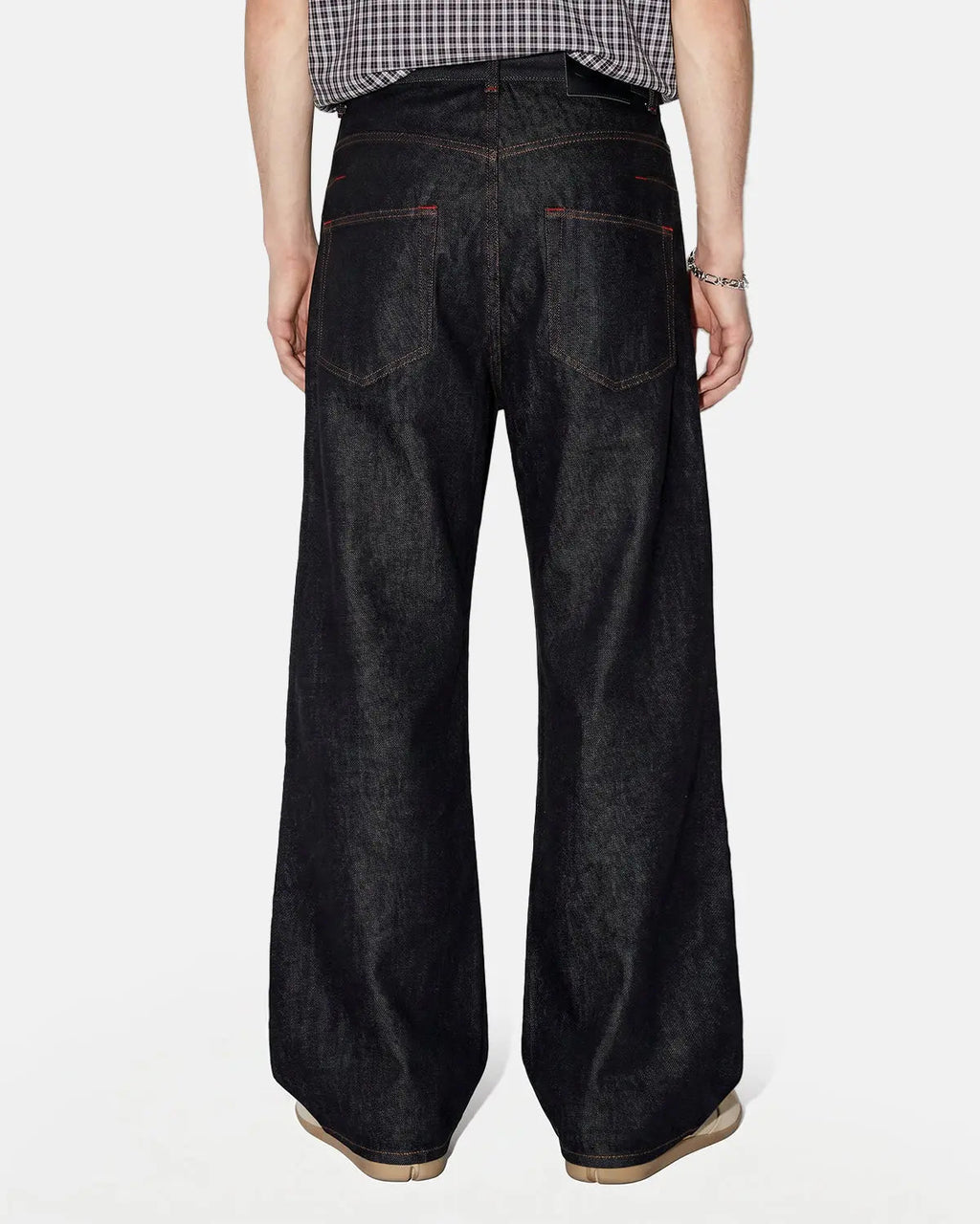 Asymmetric Buckle Raw Baggy Jeans | Inflation Streetwear