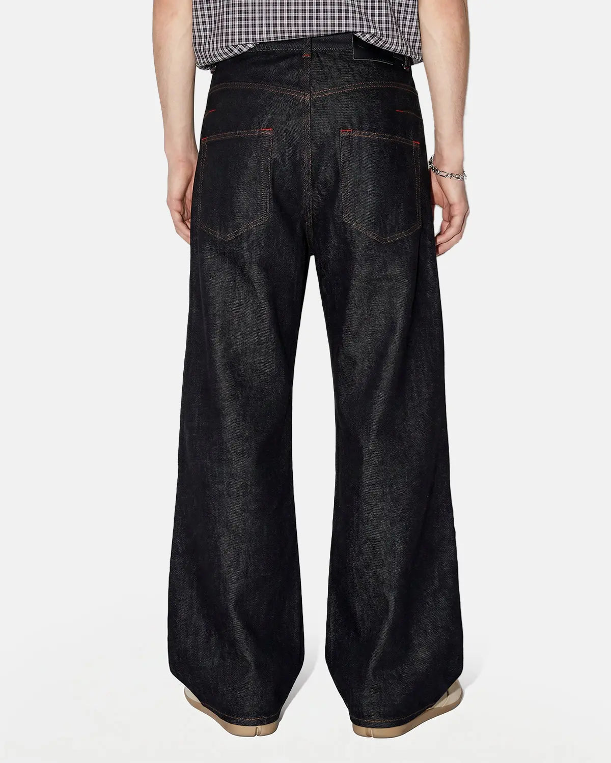 Asymmetric Buckle Raw Baggy Jeans | Inflation Streetwear