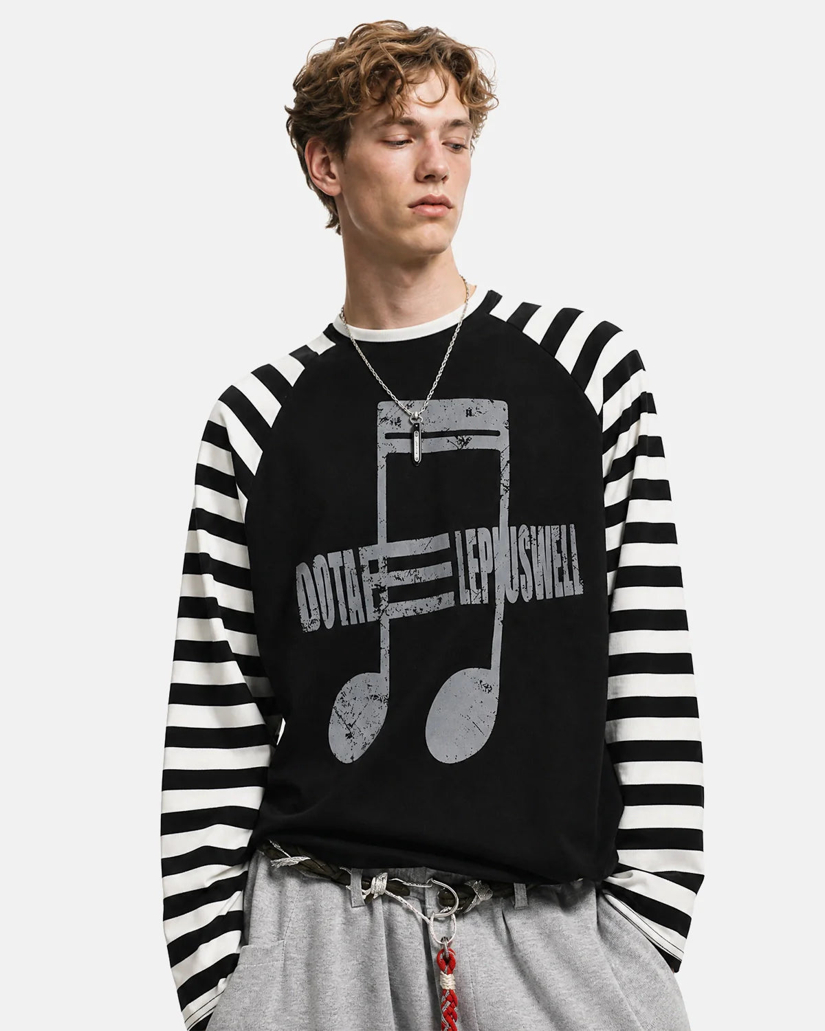 Music Graphic Striped Long Sleeve T-Shirt | Inflation Streetwear