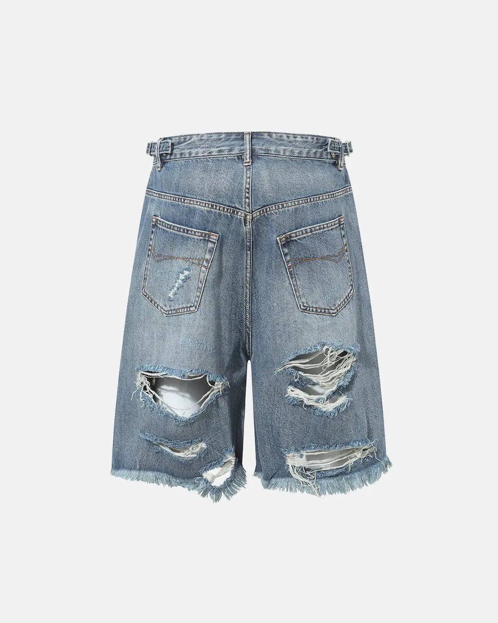 Distressed Baggy Jorts with Adjustable Waist Tabs | Inflation Streetwear