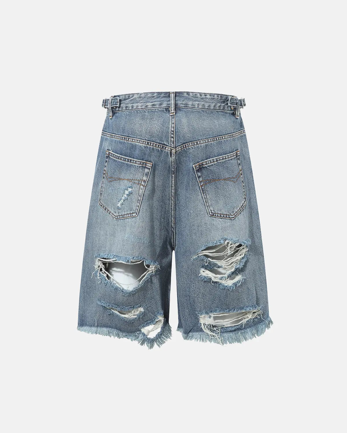 Distressed Baggy Jorts with Adjustable Waist Tabs | Inflation Streetwear