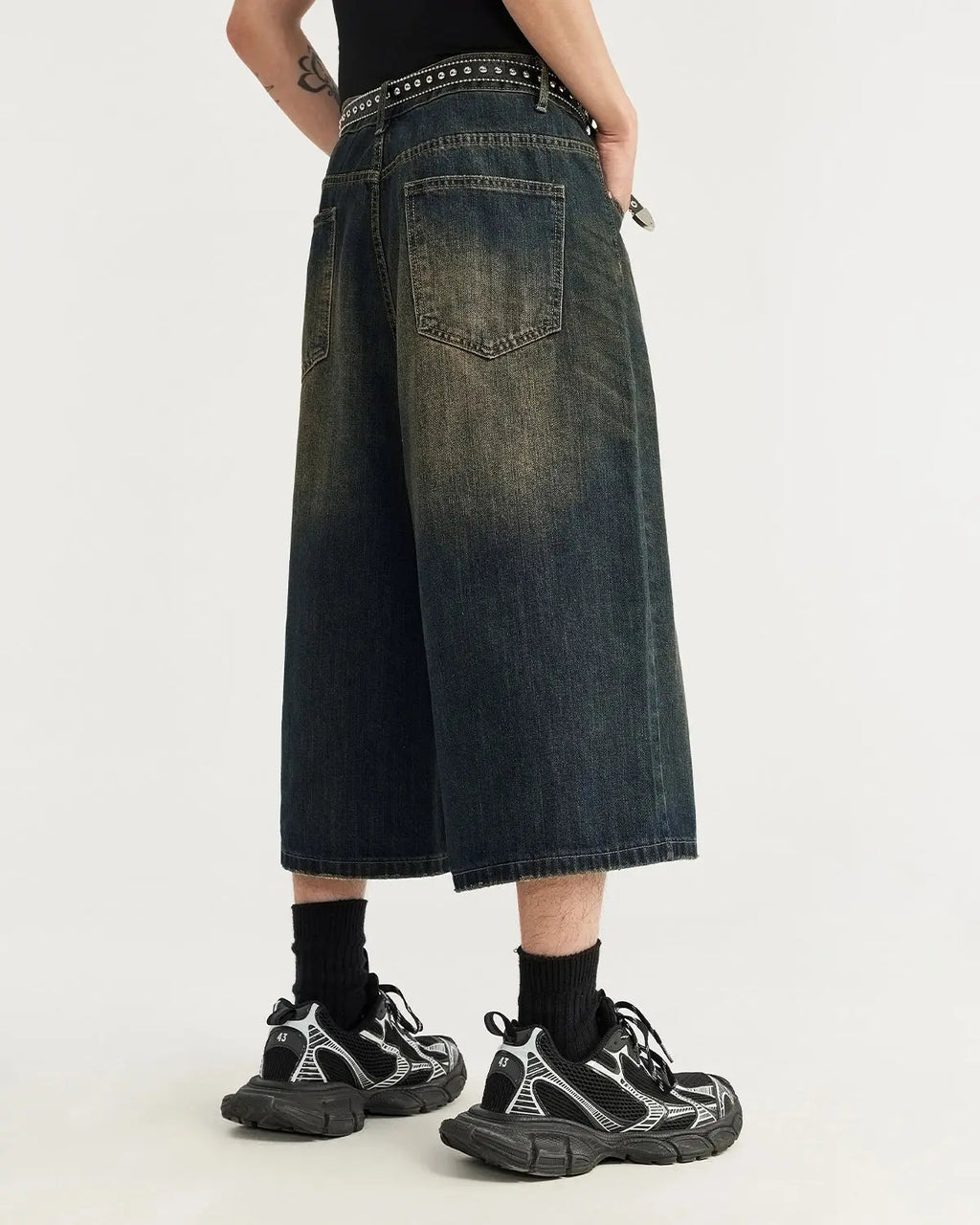 Acid Washed Longline Baggy Denim Jorts | Inflation Streetwear