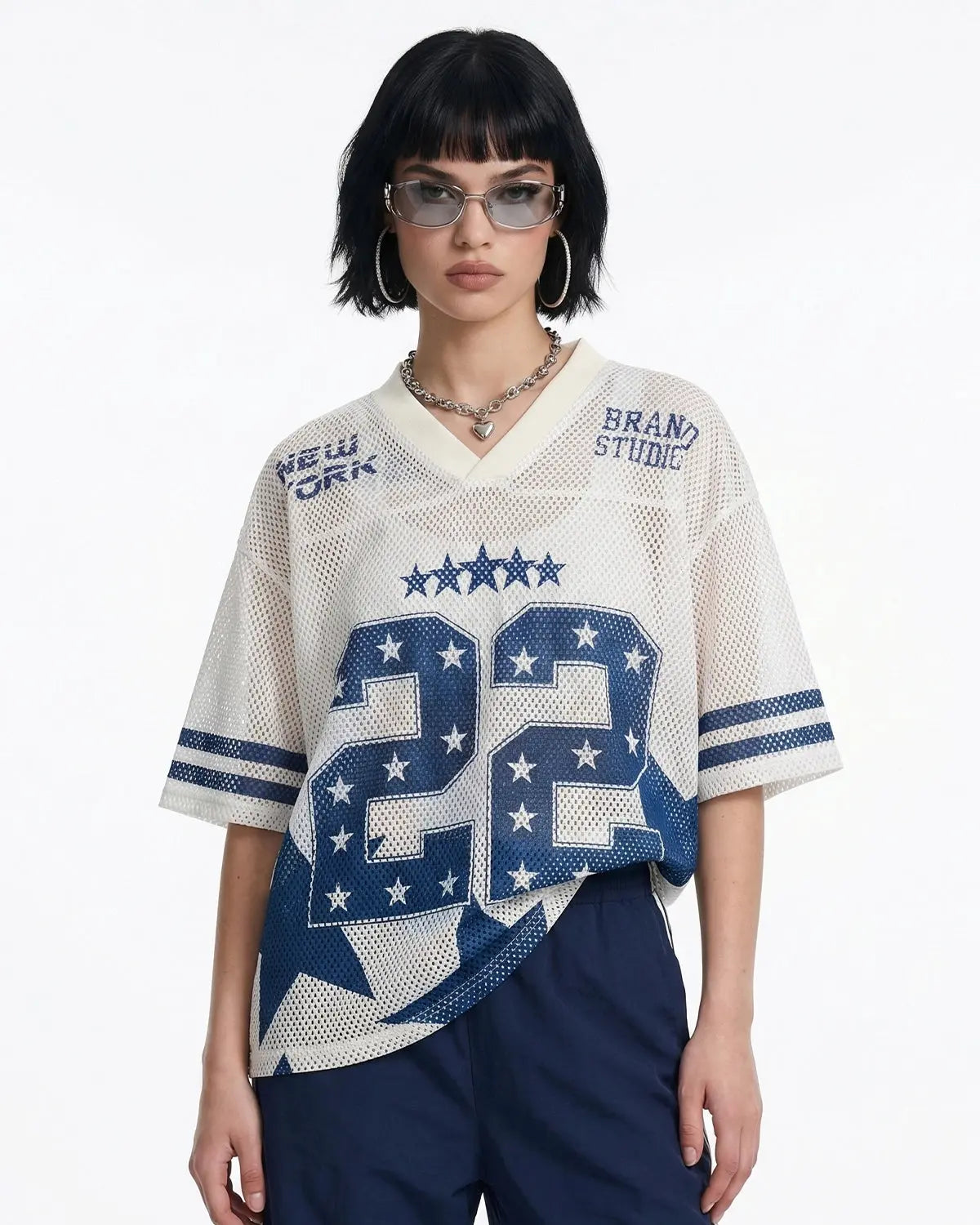 Star Graphic Oversized Mesh Jersey | Inflation Streetwear