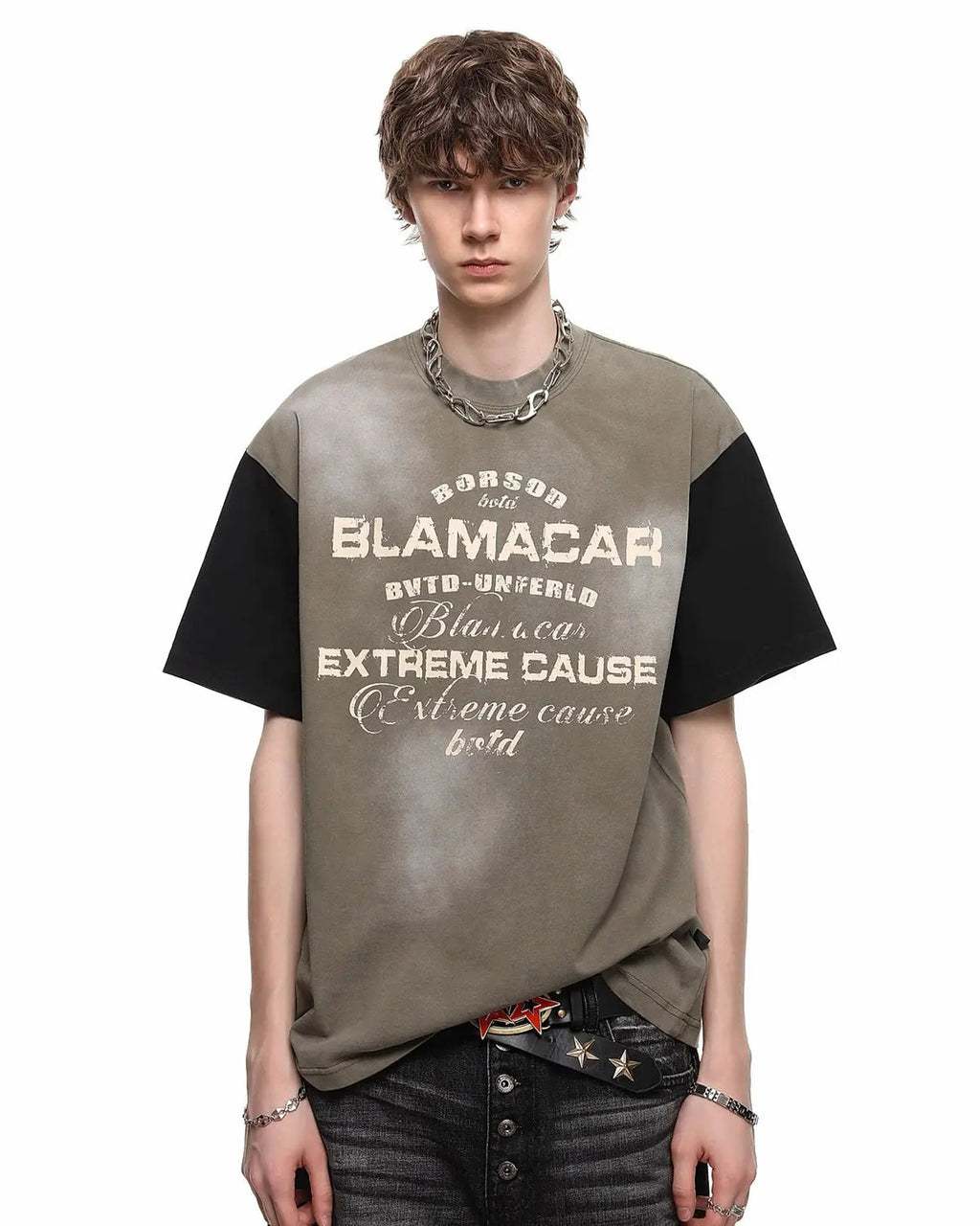 Patchwork Washed Graphic T-Shirt | Inflation Streetwear