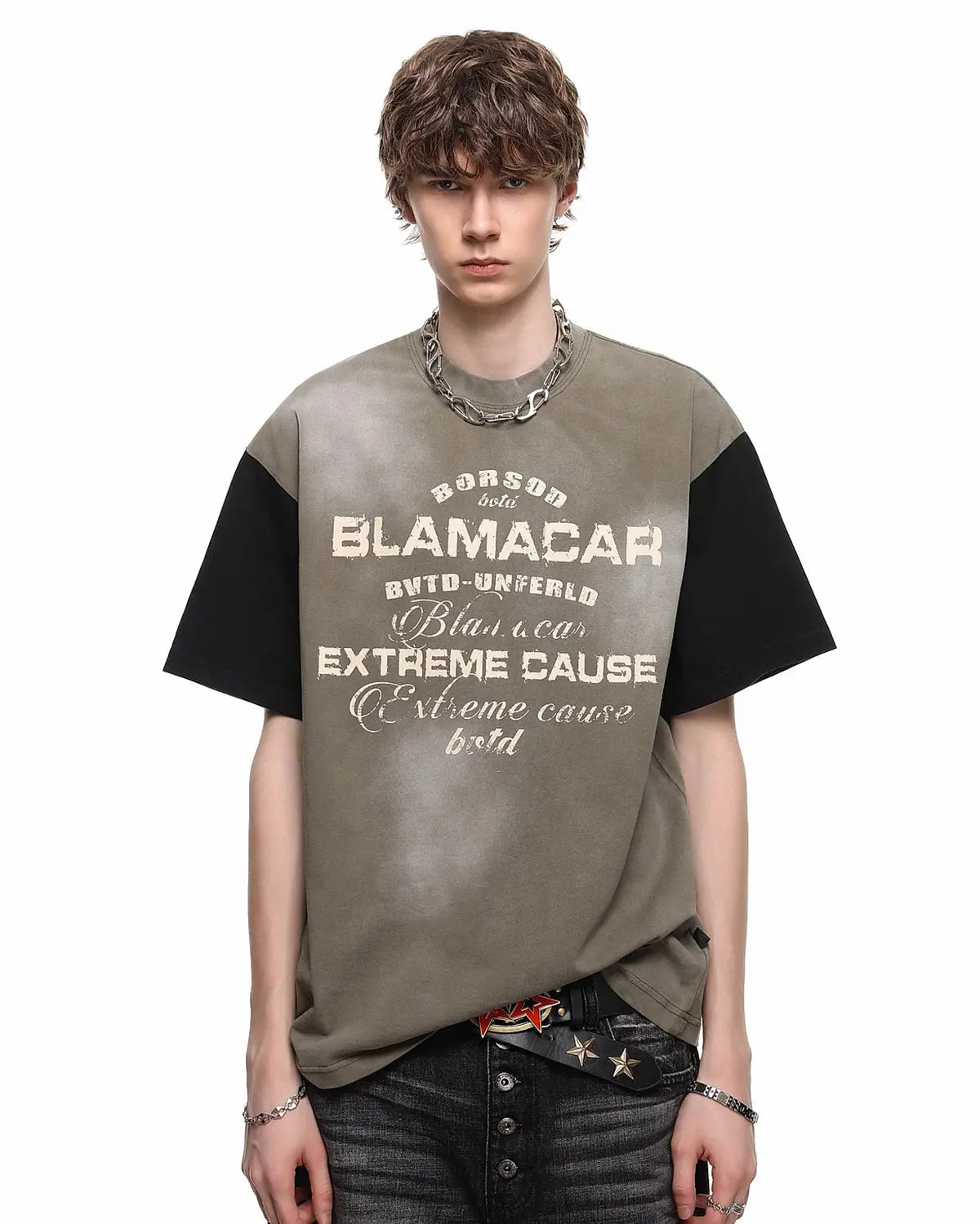 Patchwork Washed Graphic T-Shirt | Inflation Streetwear