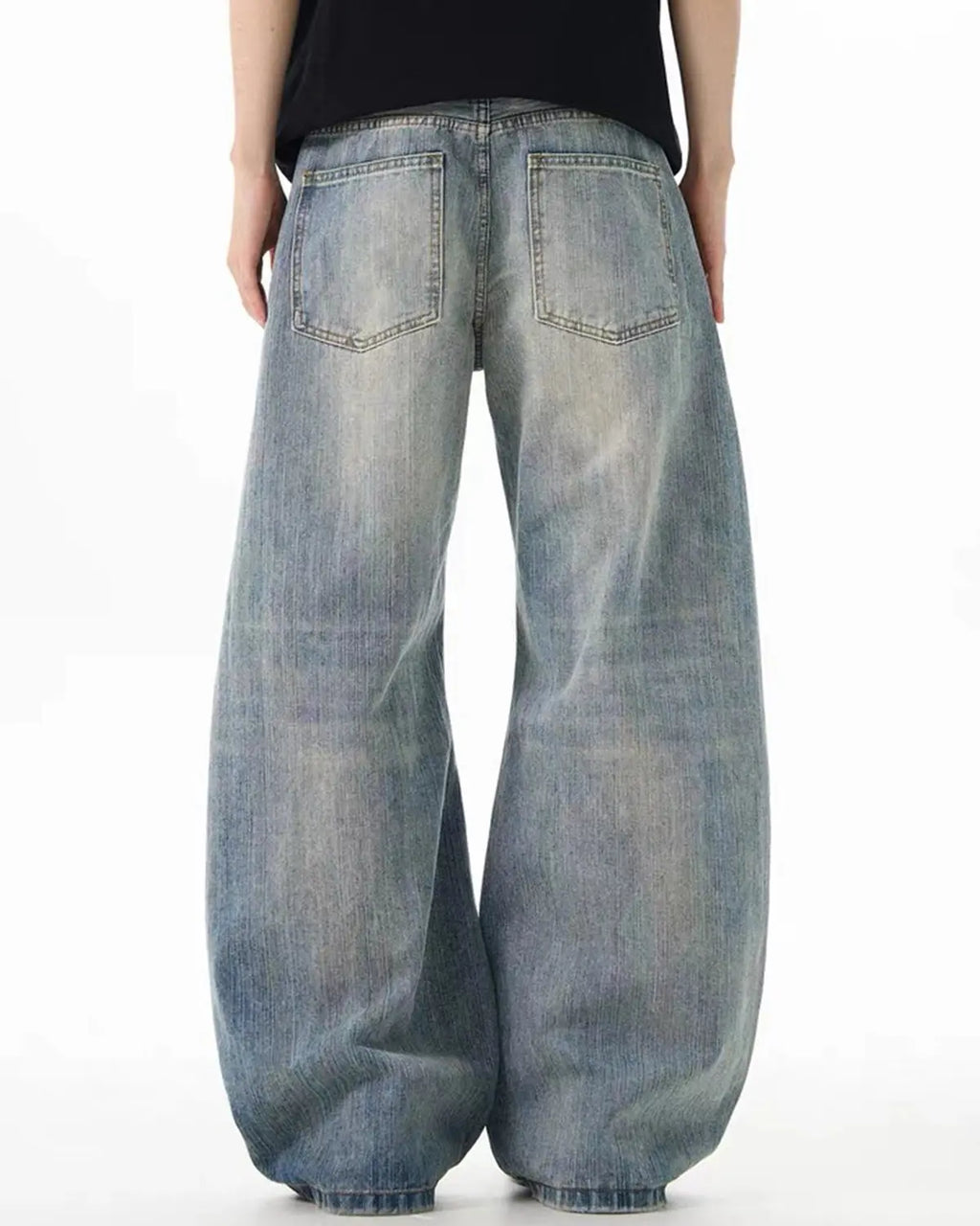Bamboo Weave Distressed Baggy Jeans | Inflation Streetwear