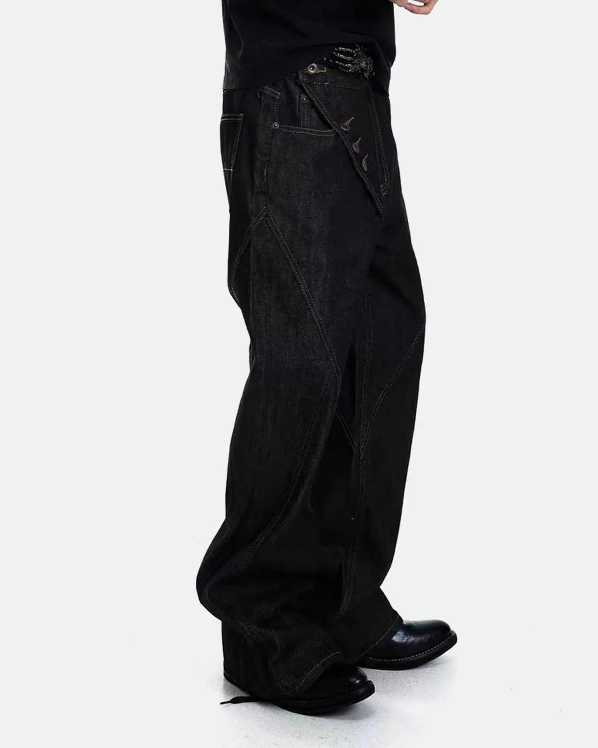 Asymmetric Buttons Bootcut Jeans | Inflation Streetwear