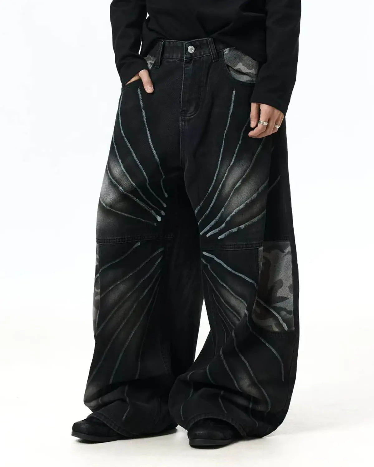 Spray Graphic Camo Barrel Jeans | Inflation Streetwear