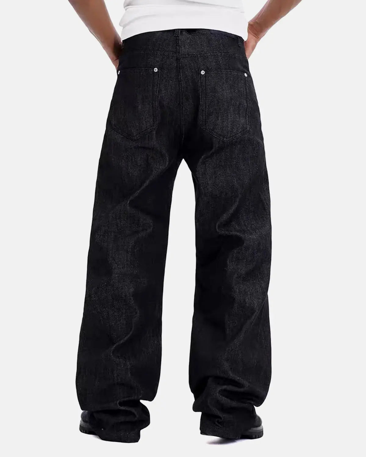 Button Detail Raw Baggy Jeans | Inflation Streetwear