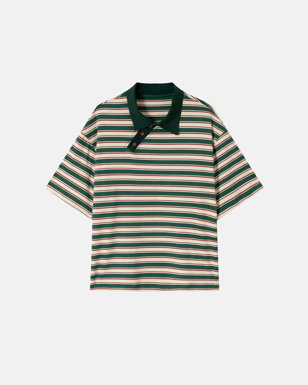 Asymmetric Polo Collar Striped T-Shirt | Inflation Streetwear