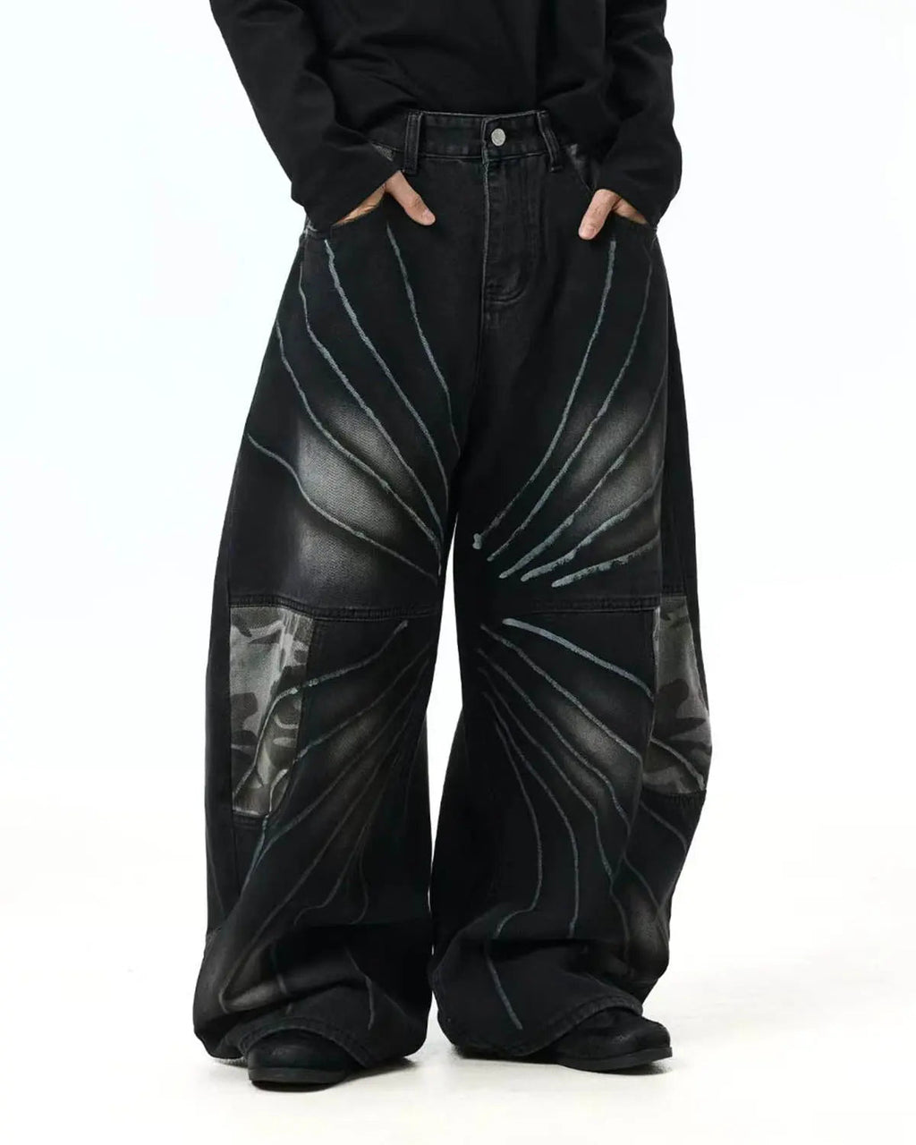 Spray Graphic Camo Barrel Jeans | Inflation Streetwear