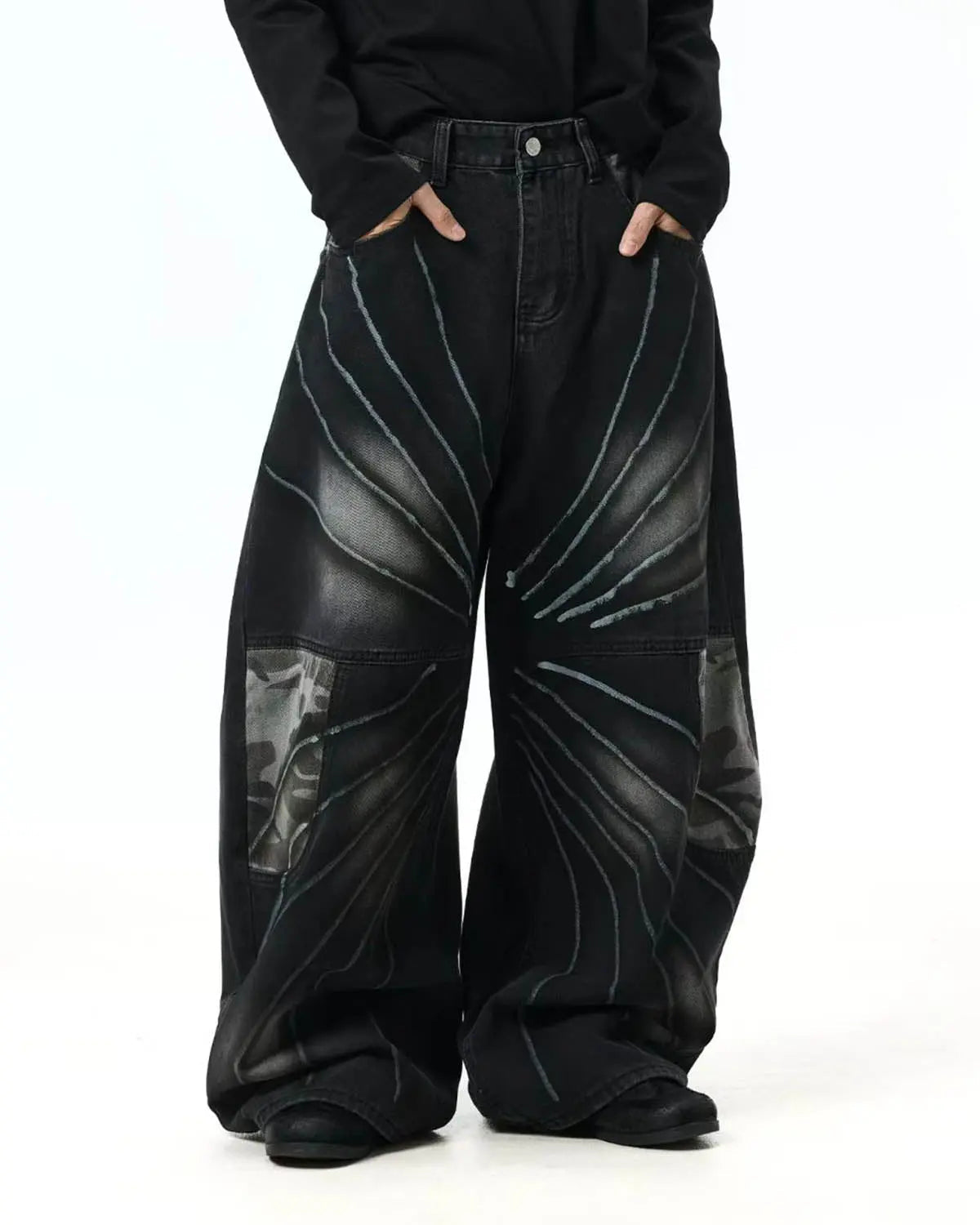 Spray Graphic Camo Barrel Jeans | Inflation Streetwear