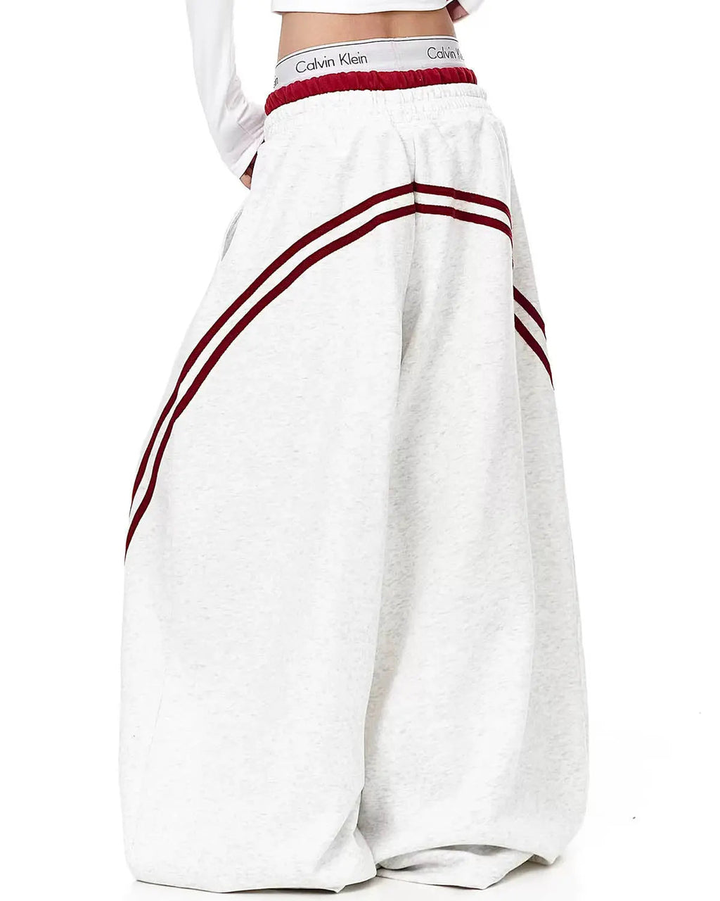 Grey Striped Baggy Sweatpants | Inflation Streetwear