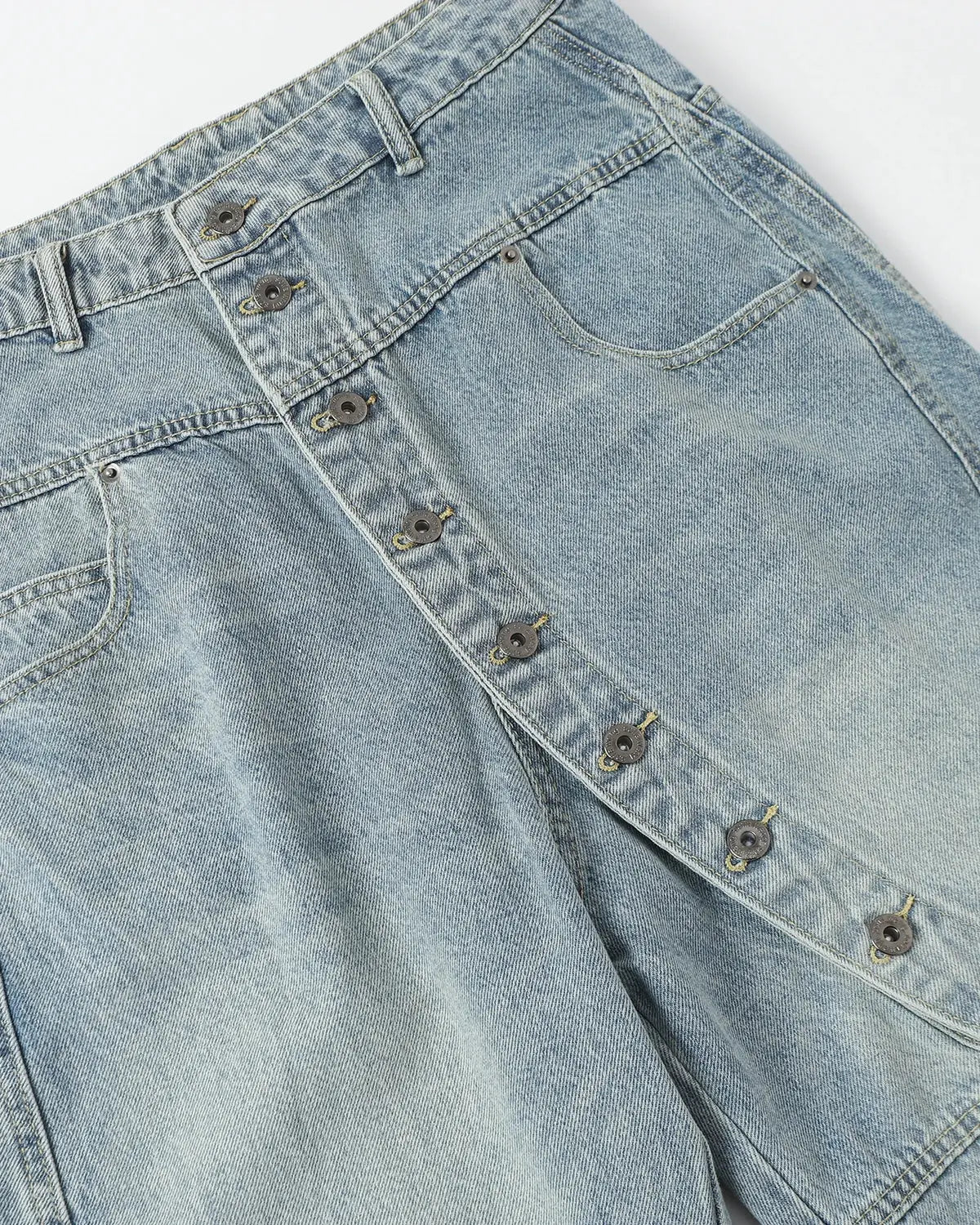 Asymmetric Button Baggy Jeans | Inflation Streetwear