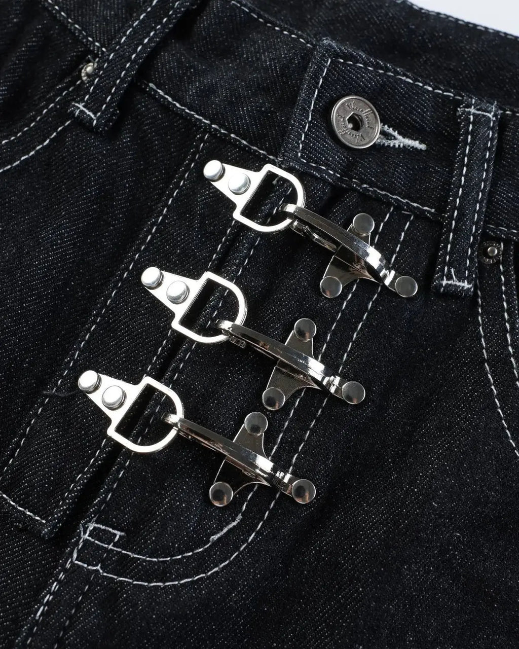 Buckle Detail Raw Denim Jorts | Inflation Streetwear
