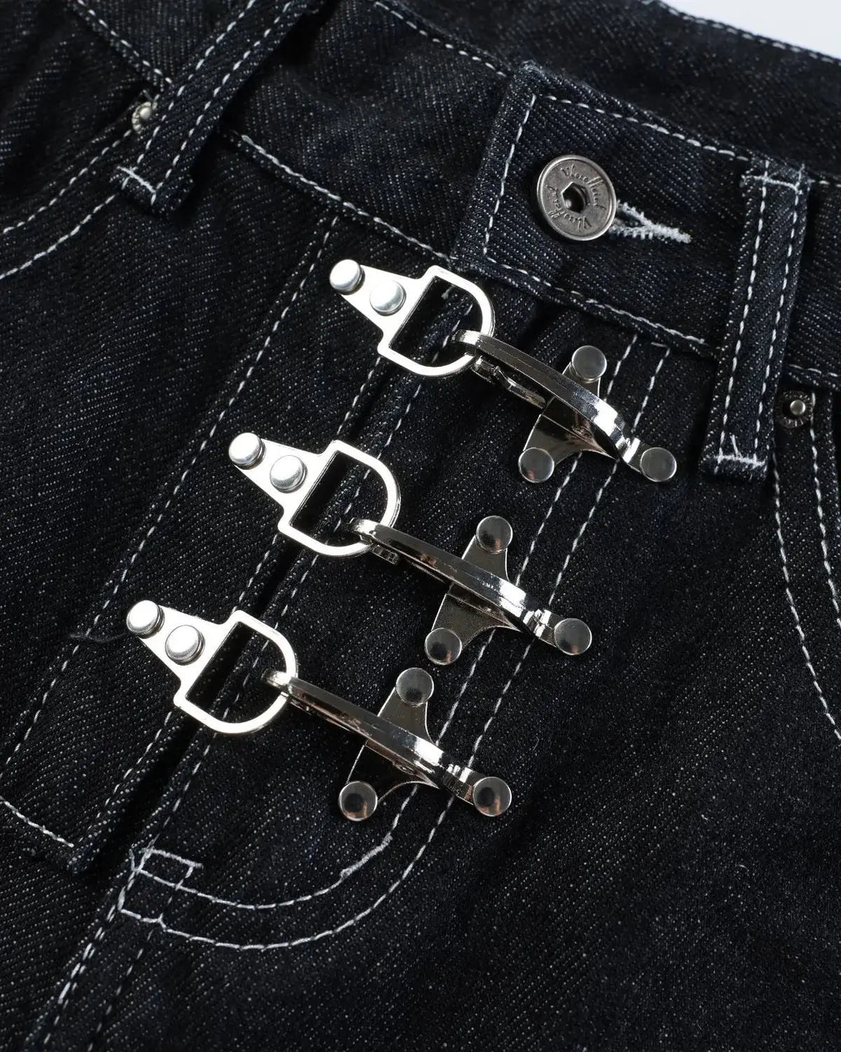 Buckle Detail Raw Denim Jorts | Inflation Streetwear