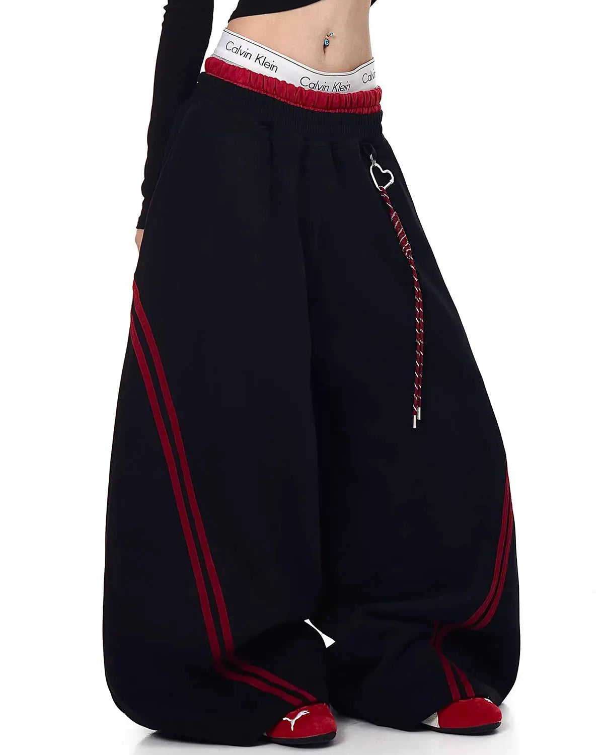 Grey Striped Baggy Sweatpants | Inflation Streetwear