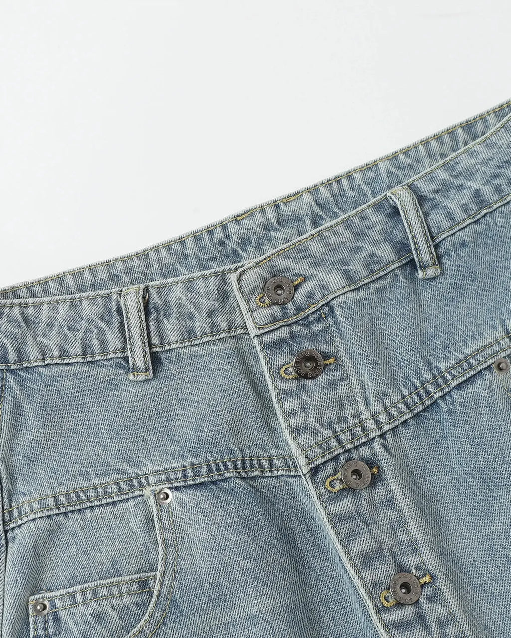 Asymmetric Button Baggy Jeans | Inflation Streetwear