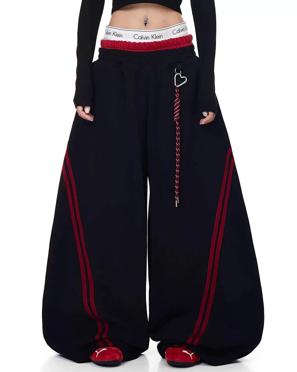 Grey Striped Baggy Sweatpants | Inflation Streetwear
