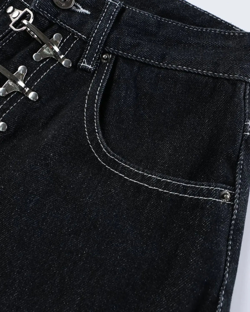 Buckle Detail Raw Denim Jorts | Inflation Streetwear