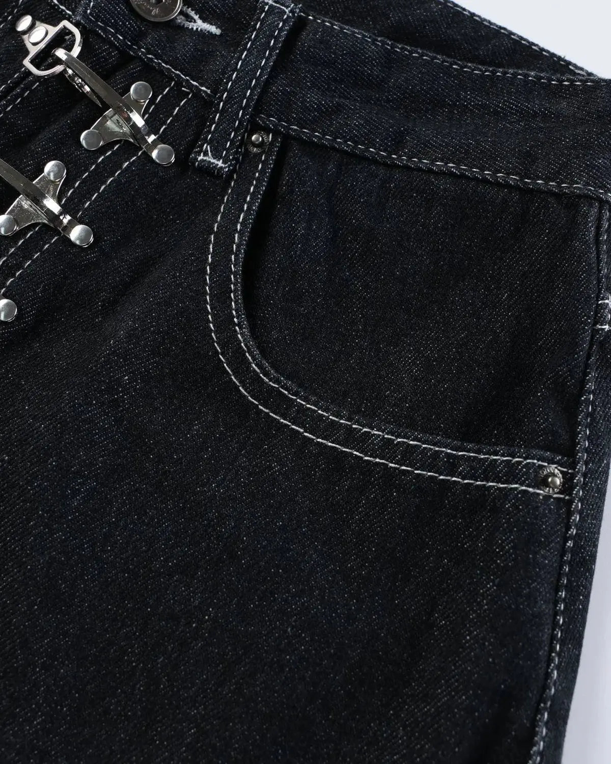 Buckle Detail Raw Denim Jorts | Inflation Streetwear