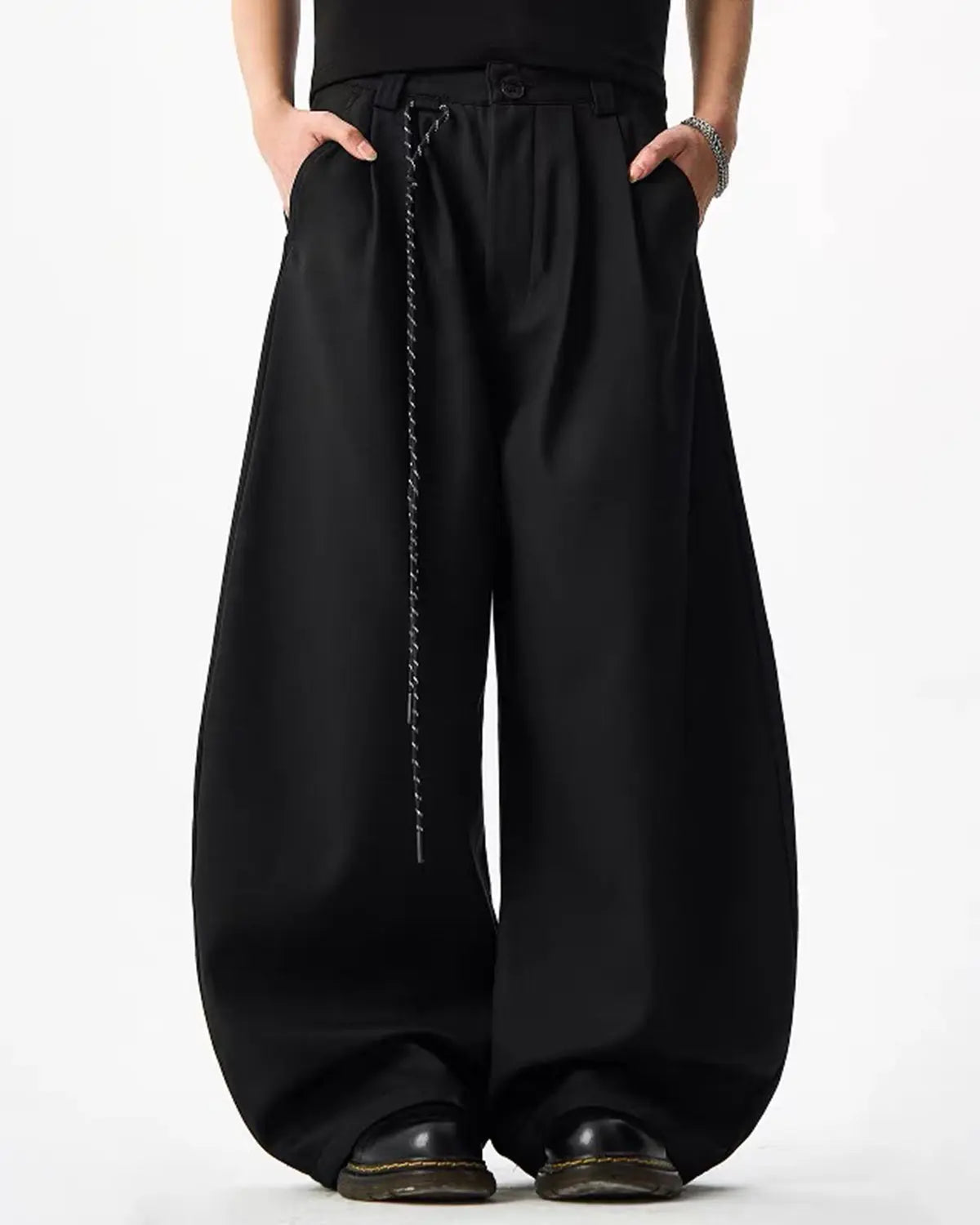 Rope Belt Wide Leg Tailored Pants | Inflation Streetwear