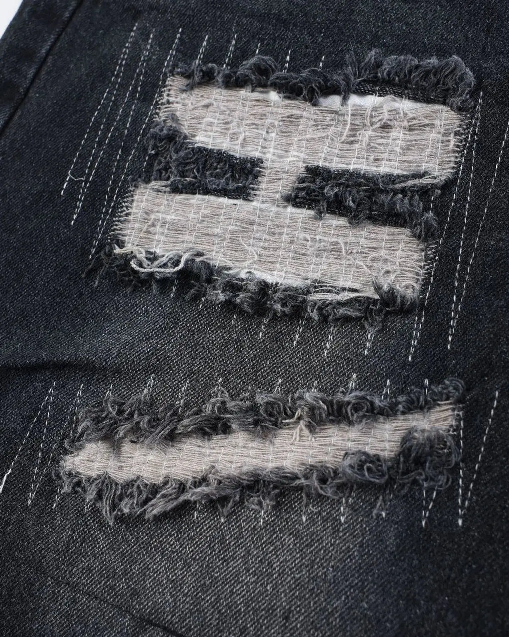 Camo Patchwork Washed Denim Jorts | Inflation Streetwear