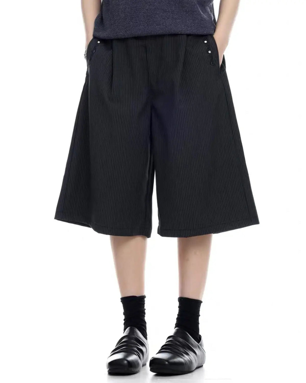 Pinstripe Stud Detail Tailored Shorts | Inflation Streetwear