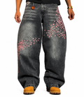 Sakura Black Grey Wash Baggy Denim Jeans